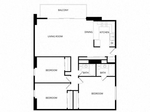 Floor plan for 3 beds, 2 baths, 1218 sqft